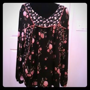 Flowery black blouse.